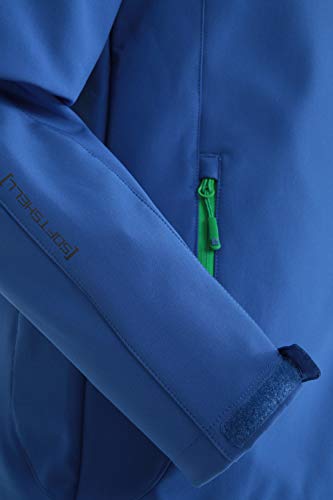 Mountain Warehouse Chaqueta Softshell Exodus para Hombre - Chaqueta Casual de diseño práctico, Impermeable, Dobladillo, Capucha y puños Ajustables Azul M