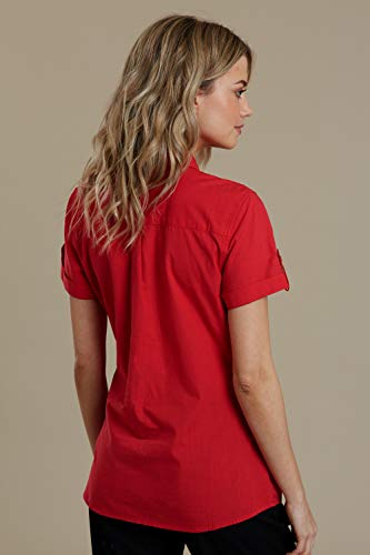 Mountain Warehouse Coconut Camisa de Las Mujeres Cortas de la Manga - 100% Tapa del Verano de Las señoras del algodón, Peso Ligero, Blusa de Breathable Rojo 36