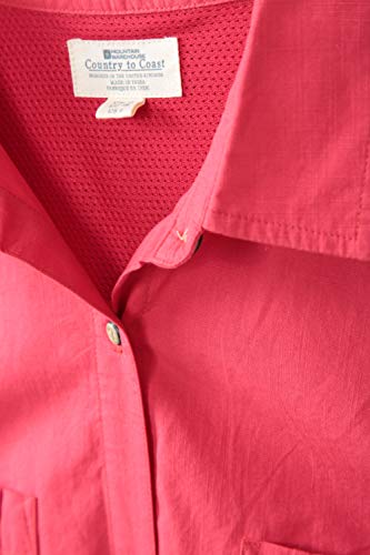 Mountain Warehouse Coconut Camisa de Las Mujeres Cortas de la Manga - 100% Tapa del Verano de Las señoras del algodón, Peso Ligero, Blusa de Breathable Rojo 36