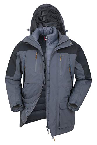 Mountain Warehouse Correspondent Hombres Abajo 3 en 1 Chaqueta - Abrigo Acolchado, Impermeable, Prendas de Abrigo Transpirables, Capucha Desmontable - Ropa de Invierno Azul XXL