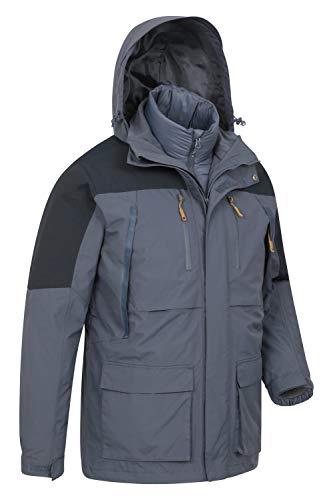 Mountain Warehouse Correspondent Hombres Abajo 3 en 1 Chaqueta - Abrigo Acolchado, Impermeable, Prendas de Abrigo Transpirables, Capucha Desmontable - Ropa de Invierno Azul XXL
