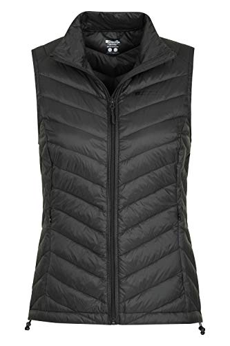 Mountain Warehouse Featherweight Abajo Gilet - Chaleco Ligero de Gilet, Chaqueta Invierno hidrófuga, Abajo llene la Capa, fácil embalar, Chaqueta Ocasional relampagada Negro 34