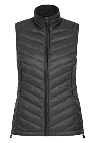 Mountain Warehouse Featherweight Abajo Gilet - Chaleco Ligero de Gilet, Chaqueta Invierno hidrófuga, Abajo llene la Capa, fácil embalar, Chaqueta Ocasional relampagada Negro 34