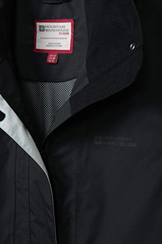 Mountain Warehouse Glacial Chaqueta Impermeable para Mujer - con Costuras Selladas, Transpirable para la Lluvia, Capucha Desmontable, Abrigada - Ideal para Caminar Negro 34