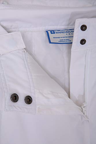 Mountain Warehouse Moon El esquí de Las Mujeres jadeó - los Pantalones Impermeables de Las señoras, Cintura Ajustable, Equipo Desmontable del esquí de los apo, Invierno Blanco 36