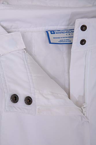 Mountain Warehouse Moon El esquí de Las Mujeres jadeó - los Pantalones Impermeables de Las señoras, Cintura Ajustable, Equipo Desmontable del esquí de los apo, Invierno Blanco 36