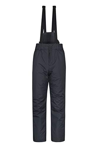 Mountain Warehouse Pantalón Nieve Dusk Hombre con Bolsillos, Polainas para Nieve, Cinturón elástico, Invierno Negro S