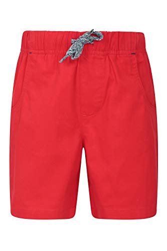 Mountain Warehouse Waterfall Cortocircuitos del aro de los Cabritos - Cortocircuitos del Verano de los niños Ligeros, Pantalones Cortos elásticos de Waistband, Pantalone Rojo 3-4 Años