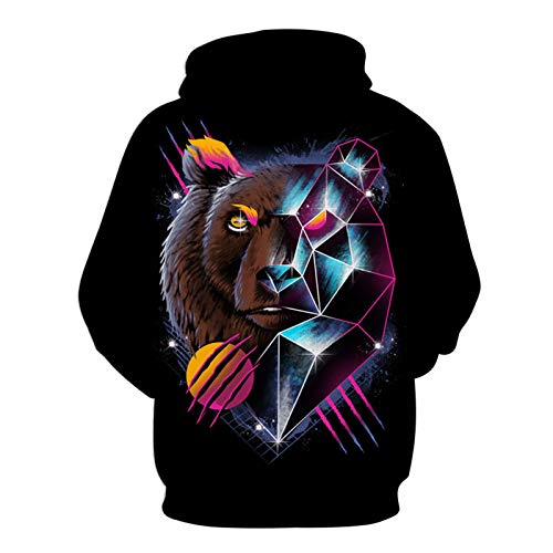 Mr.BaoLong&Miss.GO Otoño E Invierno Suéter con Capucha para Hombre Camiseta Sudadera De Gran Tamaño Creativo Tridimensional Oso Pardo Camiseta De Manga Larga para Hombre Casual