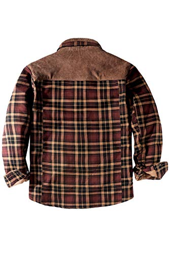 Mr.Stream Hombres Casual Manga Larga de Franela a Cuadros botón Forrado de Piel Caliente Camisa Chaqueta Sherp M Coffee