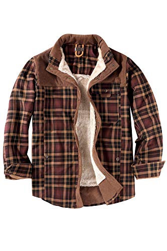 Mr.Stream Hombres Casual Manga Larga de Franela a Cuadros botón Forrado de Piel Caliente Camisa Chaqueta Sherp M Coffee