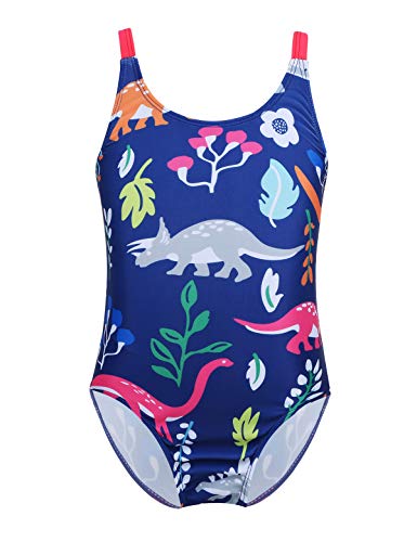 MSemis Bikini Taje de Baño Una Pieza para Bebé Niñas Impresión de Animales Flores Bañador Tirantes Playa Piscina Azul Marino 18-24 Meses