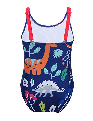 MSemis Bikini Taje de Baño Una Pieza para Bebé Niñas Impresión de Animales Flores Bañador Tirantes Playa Piscina Azul Marino 18-24 Meses