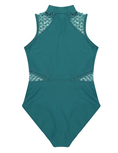 MSemis Maillot Ballet Gimnasia para Mujer Chica Body Patinaje Maillot Danza Clásica Encaje Leotardo Mono Emplame Malla Ropa Bailarina Práctica Adulto Verde B Medium