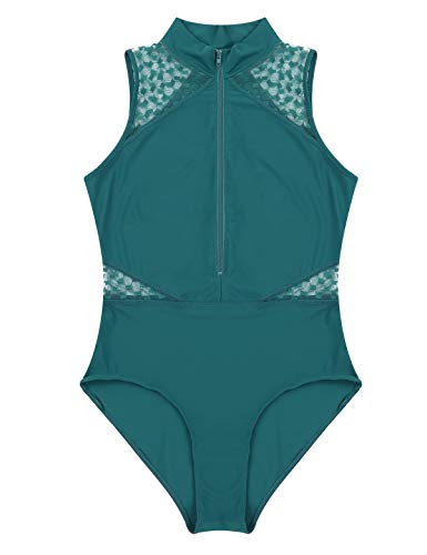 MSemis Maillot Ballet Gimnasia para Mujer Chica Body Patinaje Maillot Danza Clásica Encaje Leotardo Mono Emplame Malla Ropa Bailarina Práctica Adulto Verde B Medium