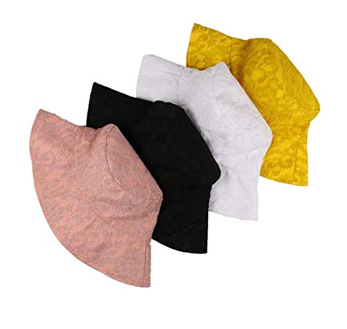 MSFX Sombrero De Pescador De Encaje De Flores,Sombrero De Sol Transpirable De Moda,Gorra De Lavabo De Viaje Al Aire Libre Plegable para Damas,Sombreros De Cubo Vintage De ala Corta-C