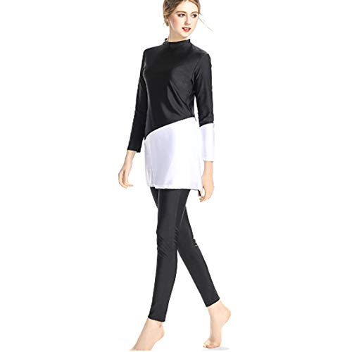 MUCHAO Traje de baño de Muselina para Mujer Trajes de baño protección Solar Verano Burkini Ligero Hijab Traje de baño Modesto islámico para Damas Ropa de Playa 2 Juegos de Piezas