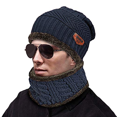 MUCO Gorros Hecho Punto Bufanda de Dos Piezas Hombre Mujer Invierno cálido al Aire Libre