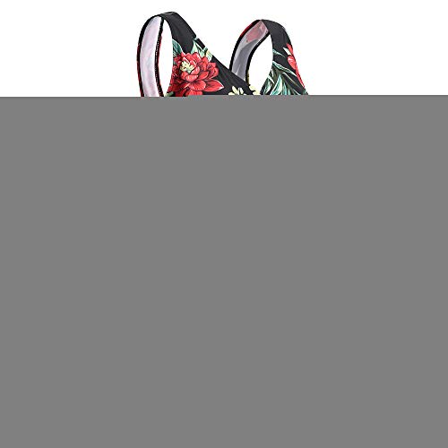 Mujer Bañador con Falda Traje de Baño de Una Pieza de Talla Grande Impresión Elegante Sexy Push Up Monokini Negro/Flor Large 42-44 EU