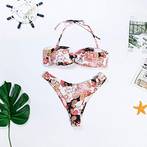 Mujer Bikini Conjunto Traje de baño Bikinis Cabestro Trajes de baño Playa Vestir Baños Traje Bikini de PIS
