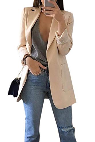 Mujer Blazer Traje De Chaqueta Ropa Trabajo Casual OL Oficina Negocio Solapa Manga Larga Bolsillo