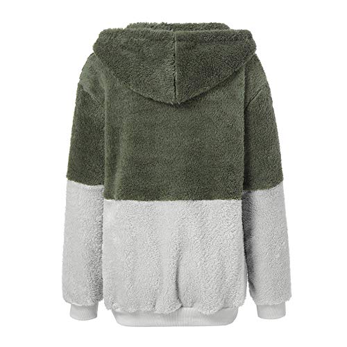 Mujer Caliente y Esponjoso Tops Chaqueta Suéter Abrigo Jersey Mujer Otoño-Invierno Talla Grande Hoodie Sudadera con Capucha riou (1-Verde, S)