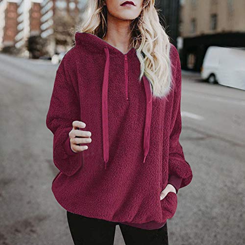 Mujer Caliente y Esponjoso Tops Chaqueta Suéter Abrigo Jersey Mujer Otoño-Invierno Talla Grande Hoodie Sudadera con Capucha riou