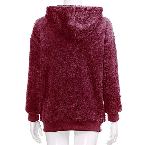 Mujer Caliente y Esponjoso Tops Chaqueta Suéter Abrigo Jersey Mujer Otoño-Invierno Talla Grande Hoodie Sudadera con Capucha riou