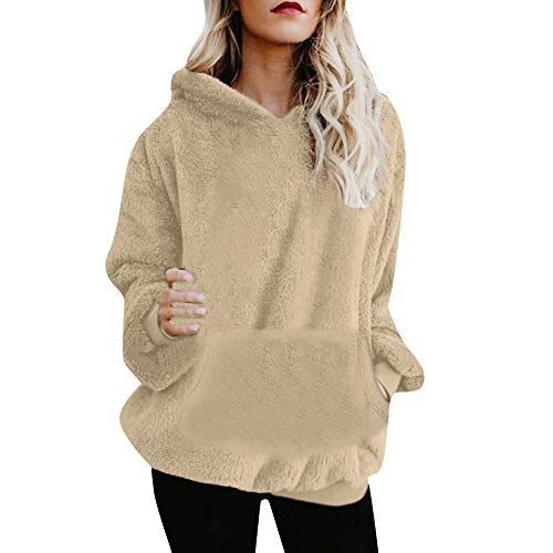 Mujer Caliente y Esponjoso Tops Chaqueta Suéter Abrigo Jersey Mujer Otoño-Invierno Talla Grande Hoodie Sudadera con Capucha riou