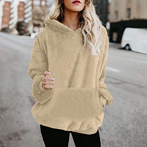 Mujer Caliente y Esponjoso Tops Chaqueta Suéter Abrigo Jersey Mujer Otoño-Invierno Talla Grande Hoodie Sudadera con Capucha riou