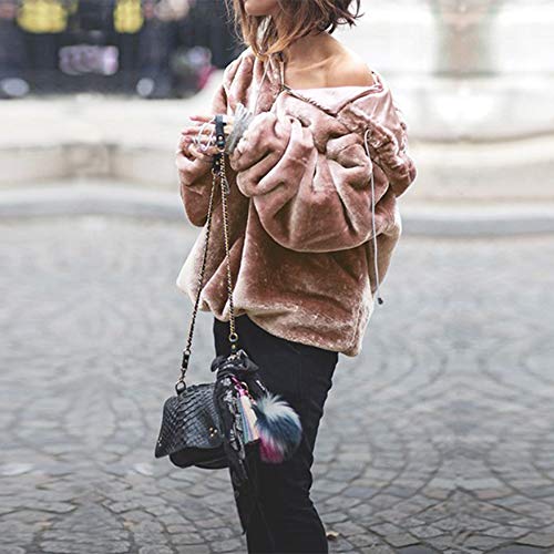 Mujer Caliente y Esponjoso Tops Chaqueta Suéter Abrigo Jersey Mujer Otoño-Invierno Talla Grande Hoodie Sudadera con Capucha riou (Rosa, XL)