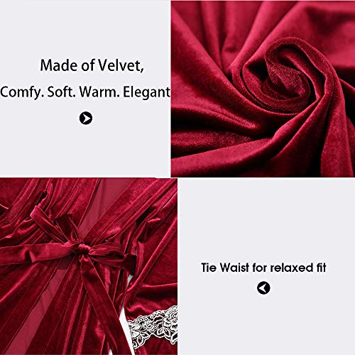 Mujer Camisones Conjunto de Pijama de Encaje Sexy Elegante Ropa de Interior Dormir Pijamas para Mujer Familias para Todas Las Estaciones Camisones (Rojo Oscuro 2, L)