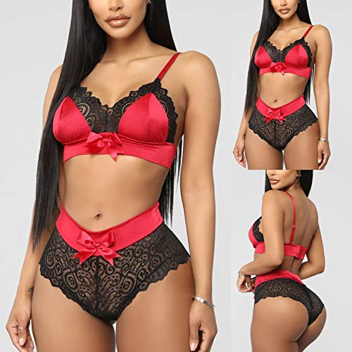 Mujer Conjuntos de Sujetador Deep V Encaje Sexy Ropa Interior Conjuntos Ropa Interior Babydoll Atractiva Mujer Sexy Monos Babydoll Mujer Pijama