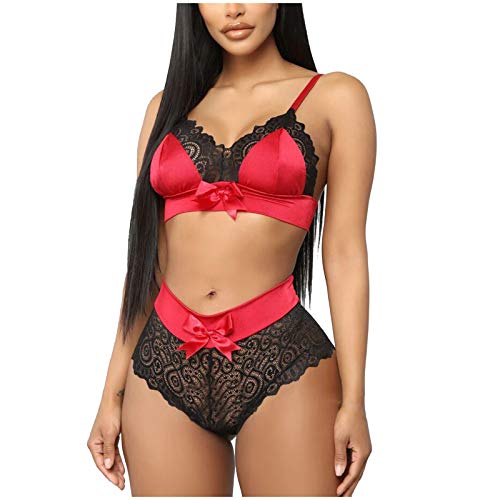 Mujer Conjuntos de Sujetador Deep V Encaje Sexy Ropa Interior Conjuntos Ropa Interior Babydoll Atractiva Mujer Sexy Monos Babydoll Mujer Pijama