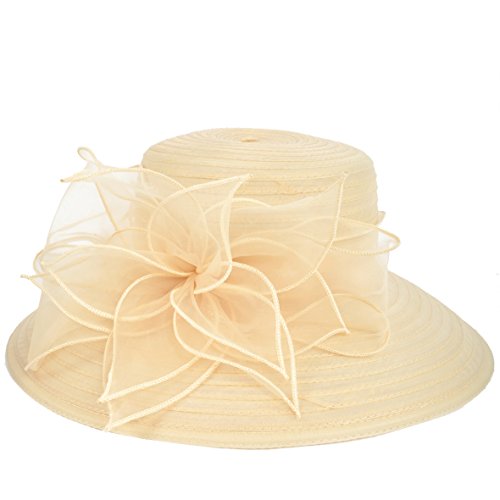 Mujer Derby Church Baptism Dress Tea Party Sombreros de Boda (Albaricoque)