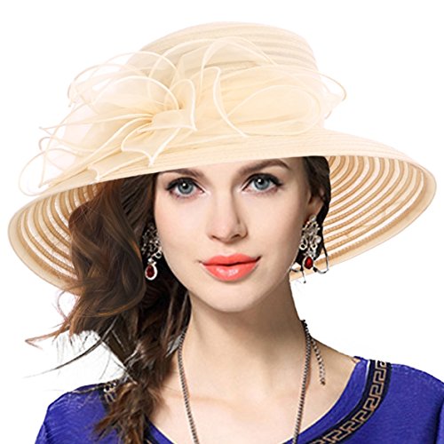 Mujer Derby Church Baptism Dress Tea Party Sombreros de Boda (Albaricoque)