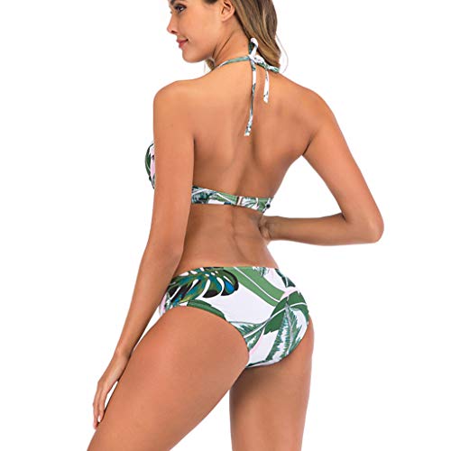 Mujer Dos Pedazo Más Talla Sexy Escotado por detrás Cabestro Playa Impreso Trajes de baño Conjunto Bikini Palmeras
