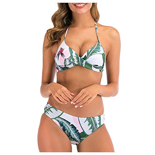 Mujer Dos Pedazo Más Talla Sexy Escotado por detrás Cabestro Playa Impreso Trajes de baño Conjunto Bikini Palmeras