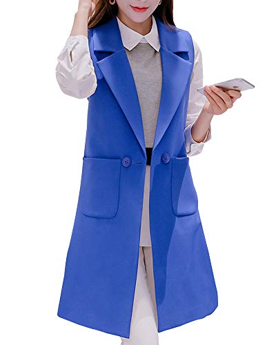 Mujer Elegante Chalecos Sin Mangas del Trajes Y Blazers Chaqueta Outwear Casual Top Zafiro XXS