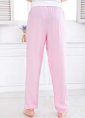 Mujer Harén Pantalones Cintura Elástica Holgados Playa Ropa De Dormir Pink/M