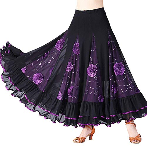 Mujer Maxi Plisada Faldas De Latino Tango Práctica De La Danza Ropa Púrpura Un tamaño
