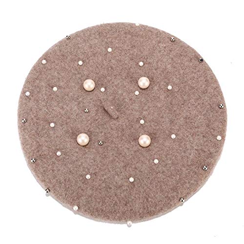 Mujer Niña Boina Artista Francés Cálido   Invierno Gorro Gorro Elegante Dama Rebordear Boinas Elegantes Vintage Lisos Sombreros Beige