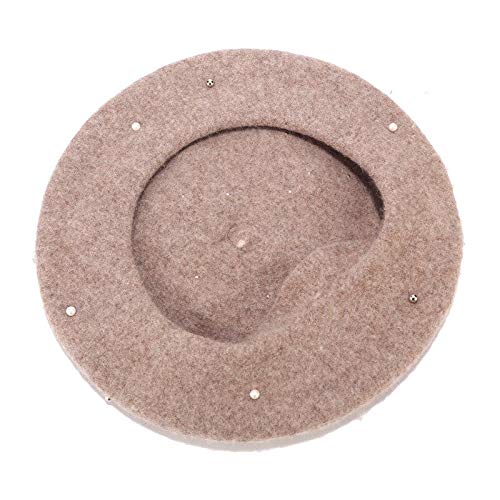 Mujer Niña Boina Artista Francés Cálido   Invierno Gorro Gorro Elegante Dama Rebordear Boinas Elegantes Vintage Lisos Sombreros Beige