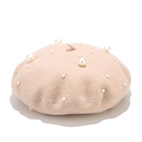 Mujer Niña Boina Artista Francés Cálido   Invierno Gorro Gorro Elegante Dama Rebordear Boinas Elegantes Vintage Lisos Sombreros Beige