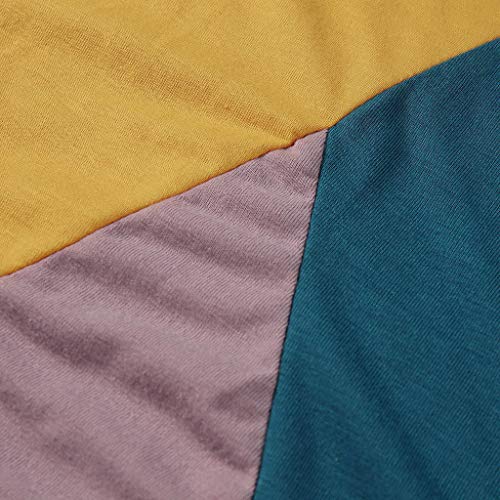 Mujer Polyester Ajustado Blusa Moda Patchwork Casual para Mujer Color Block O-Neck Manga Larga Camiseta Tops Otoño e Invierno Tallas Grandes riou
