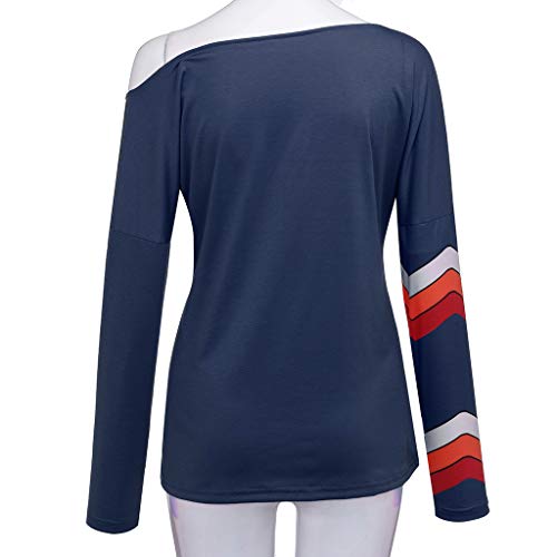 Mujer Polyester Ajustado Blusa Moda Patchwork Casual para Mujer Color Block O-Neck Manga Larga Camiseta Tops Otoño e Invierno Tallas Grandes riou