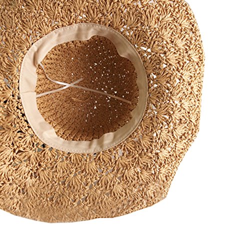 Mujer Sombreros De Paja Playa Borde Grande Ancho Cap Sombrero Protector Solar De Verano para Vacación Café Ligero1