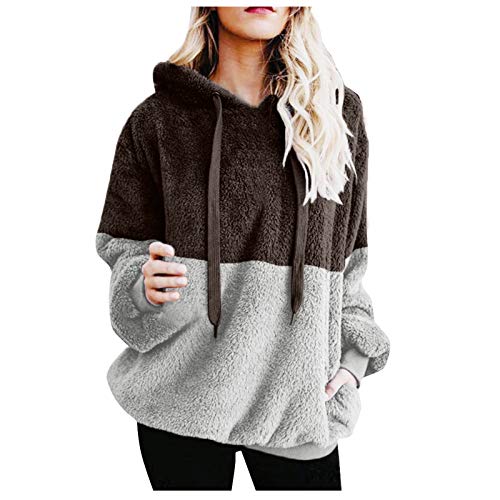 Mujer Sudadera Caliente y Esponjoso Tops Chaqueta Suéter Abrigo Jersey Mujer Otoño-Invierno Talla Grande Hoodie Sudadera con Capucha riou