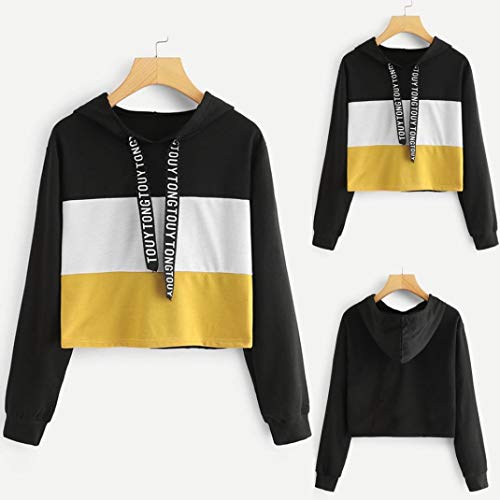 Mujer Sudaderas, ASHOP Blouses For Woman Elegant Oversize Sweatshirt Casual Sudadera Mujer Cremallera Corta Top Deporte (Negro,S (EU:32-34))