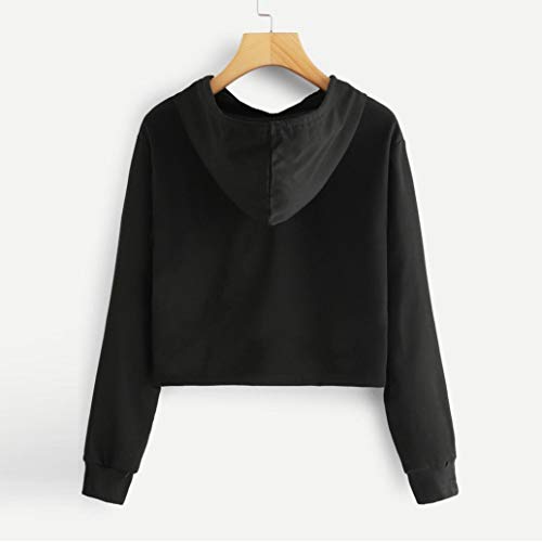 Mujer Sudaderas, ASHOP Blouses For Woman Elegant Oversize Sweatshirt Casual Sudadera Mujer Cremallera Corta Top Deporte (Negro,S (EU:32-34))